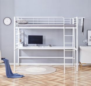DOLCE łóżko piętrowe z biurkiem i organizerem, biały (3p=1szt)