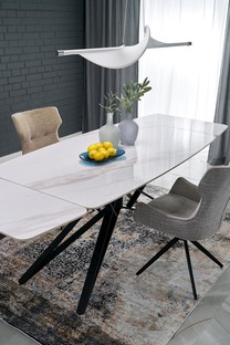 ALFREDO stół rozkładany, biały marmur / czarny (2p=1szt)