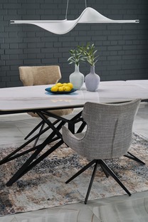 ALFREDO stół rozkładany, biały marmur / czarny (2p=1szt)