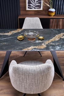 ARMANI stół rozkładany, czarny marmur / czarny (2p=1szt)