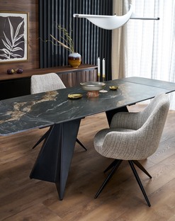 ARMANI stół rozkładany, czarny marmur / czarny (2p=1szt)