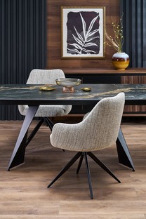 ARMANI stół rozkładany, czarny marmur / czarny (2p=1szt)