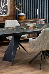 ARMANI stół rozkładany, czarny marmur / czarny (2p=1szt)