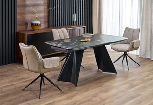 ARMANI stół rozkładany, czarny marmur / czarny (2p=1szt)