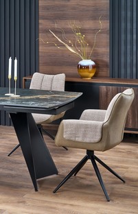 ARMANI stół rozkładany, czarny marmur / czarny (2p=1szt)