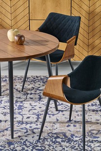 BARRY stół okrągły, blat - orzechowy, nogi - czarny (1p=1szt)