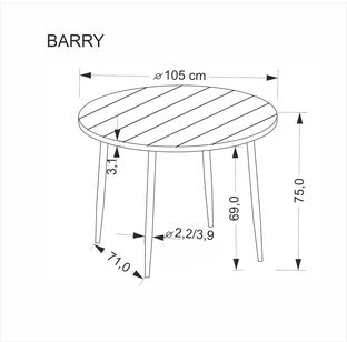 BARRY stół okrągły, blat - orzechowy, nogi - czarny (1p=1szt)