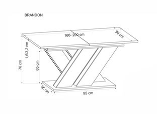 BRANDON stół rozkładany 160-200/90 cm kaszmir/dąb cremona (2p=1szt)