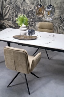 FELIX stół rozkładany, blat - biały marmur, nogi - czarny (2p=1szt)