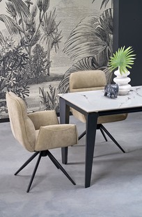 FELIX stół rozkładany, blat - biały marmur, nogi - czarny (2p=1szt)