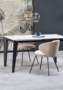 FELIX stół rozkładany, blat - biały marmur, nogi - czarny (2p=1szt)