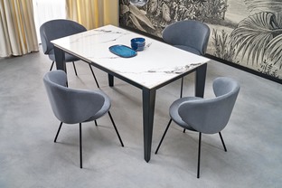 FELIX stół rozkładany, blat - biały marmur, nogi - czarny (2p=1szt)