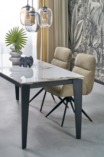 FELIX stół rozkładany, blat - biały marmur, nogi - czarny (2p=1szt)