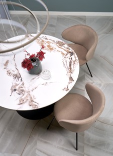 GARET round table, white marble / black