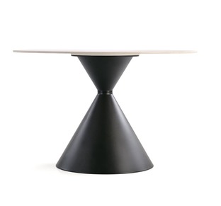 GARET round table, white marble / black