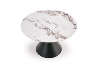 GARET round table, white marble / black