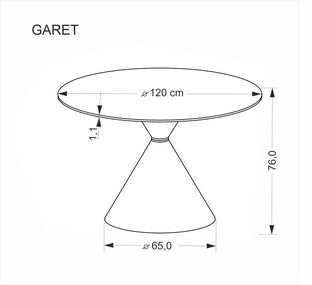 GARET round table, white marble / black