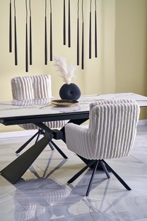 LUCIANO extension table, white marble / black