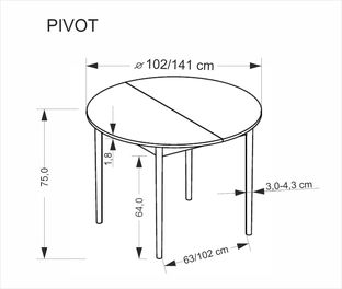 PIVOT stół rozkładany 102-142x102x75 cm, blat - kaszmir, nogi - naturalny
