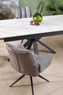 PLATAN extension table, white marble / black