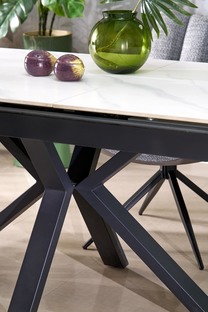 PLATAN extension table, white marble / black