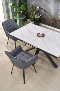 PLATAN extension table, white marble / black