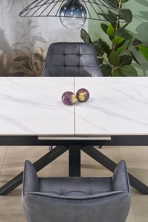 PLATAN extension table, white marble / black