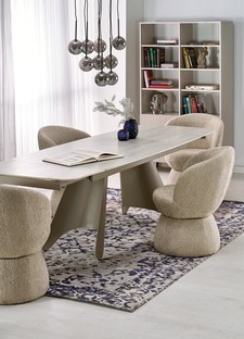 SALIX extension table, travertine / cashmere