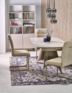SALIX extension table, travertine / cashmere