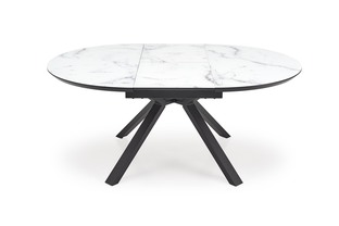 VERTIGO extension table, color: top - white marble, legs - black