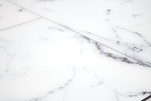VERTIGO extension table, color: top - white marble, legs - black