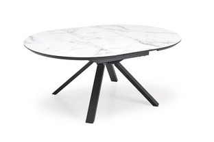 VERTIGO extension table, color: top - white marble, legs - black