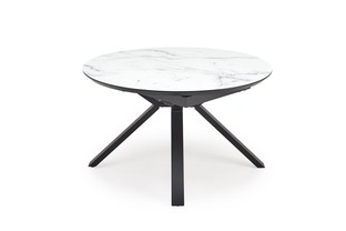 VERTIGO extension table, color: top - white marble, legs - black