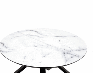 VERTIGO extension table, color: top - white marble, legs - black