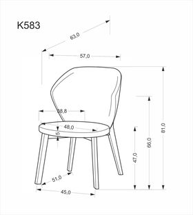 K583 chair, walnut / brown / beige