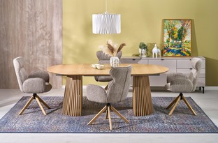 K585 chair, dark beige / natural oak
