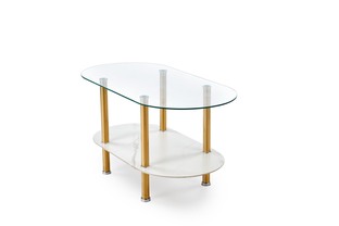 DUCAT ława, biały marmur / transparentny / złoty (2p=1szt)