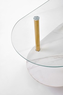 DUCAT ława, biały marmur / transparentny / złoty (2p=1szt)