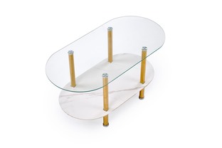 DUCAT ława, biały marmur / transparentny / złoty (2p=1szt)