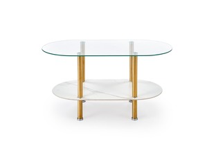 DUCAT ława, biały marmur / transparentny / złoty (2p=1szt)