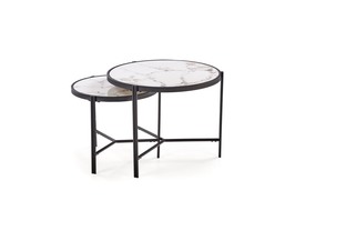 FATIMA set of two coffee tables, white marble / black
