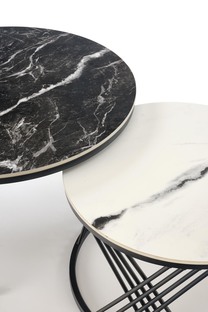FLAMINGO set of 2 coffee tables, black marble / white marble / black