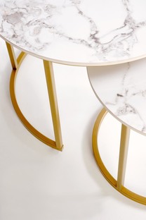 GILDA set of three coffee tables, white marble / gold