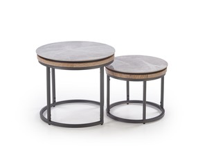 ITAKA set of 2 coffe tables, grey marble / graphite