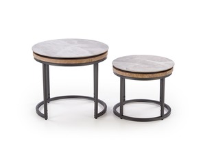 ITAKA set of 2 coffe tables, grey marble / graphite