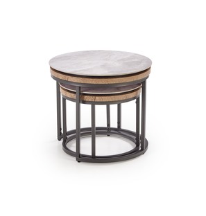 ITAKA set of 2 coffe tables, grey marble / graphite