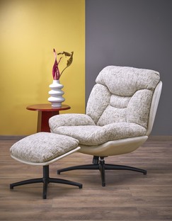 KRONOS armchair with ottoman, beige / multicolored
