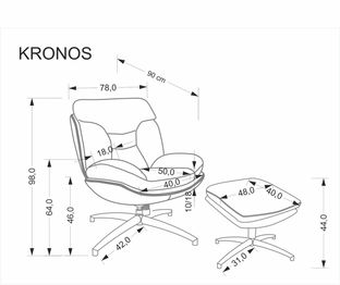 KRONOS armchair with ottoman, beige / multicolored
