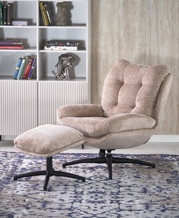PESTO armchair with ottoman / rocking function, color: beige