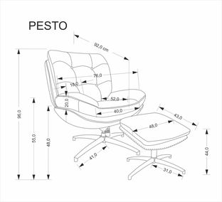 PESTO armchair with ottoman / rocking function, color: beige